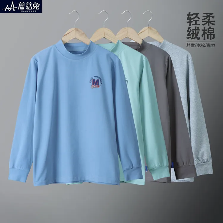 胖男童半高领打底衫内穿秋冬款青少年胖男孩秋衣上衣单件长袖T恤