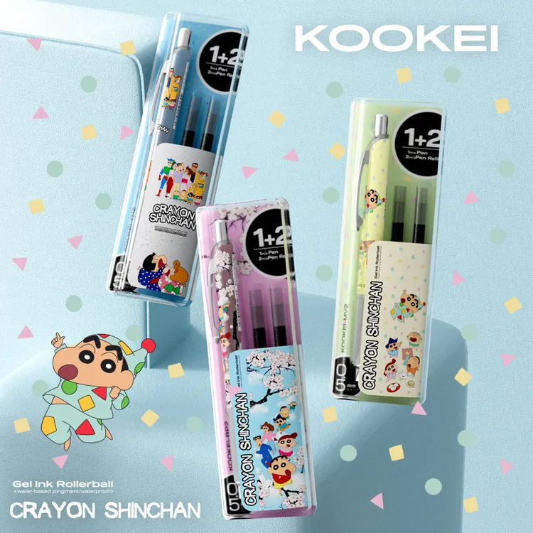 KOOKEI酷叶×蜡笔小新限定联名中性笔1+2高颜值卡通顺滑学生刷题笔
