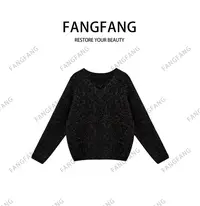 F.F冬季厚款针织宽松型薄款毛针织衫V领毛衫3080