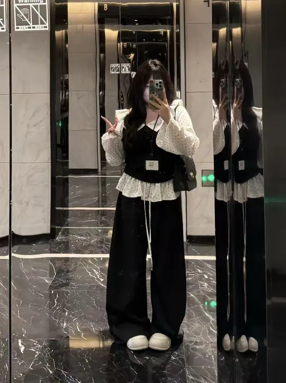 辣妹风时尚套装背心轻熟风INS风法式抹胸针织套装6583