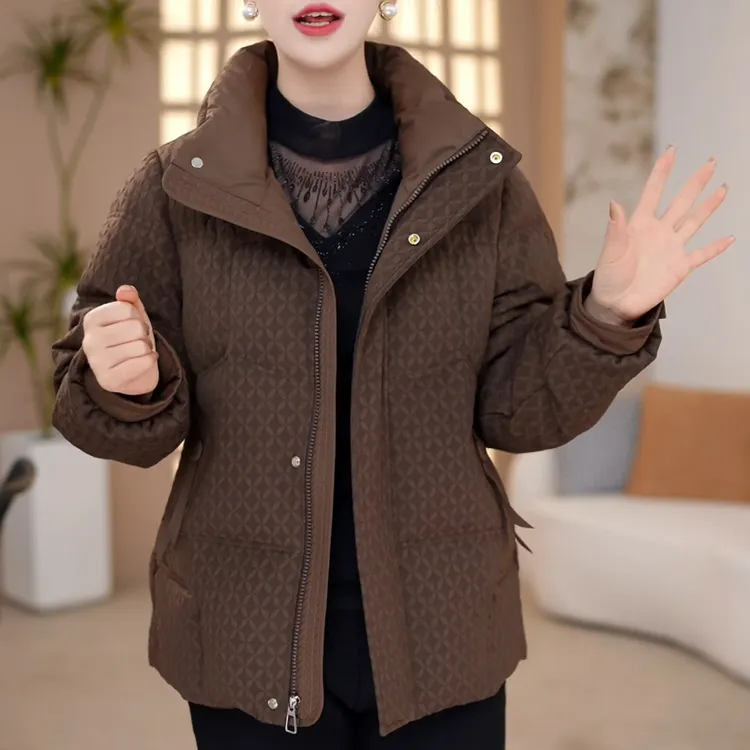 时尚白鸭绒羽绒服外套女2025冬季新款中老年加厚保暖显瘦妈妈装