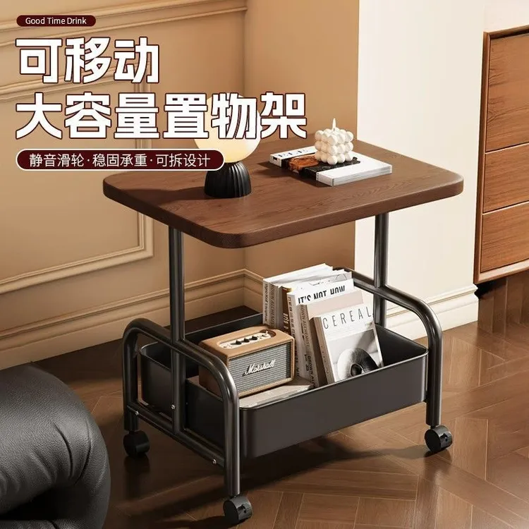 中古置物架可移动小推车复古茶几桌边卧室床头柜高颜值零食收纳架