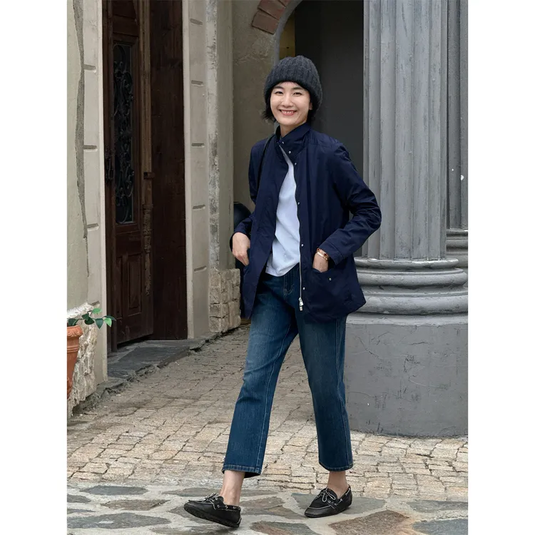 LANGQING 立领收腰长袖拉链休闲通勤夹克外套46575#