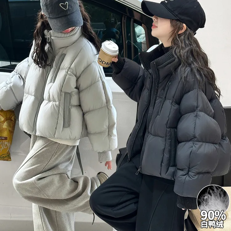 90白鸭绒羽绒服女大童冬装青少年初高中生立领保暖外套加厚羽绒服