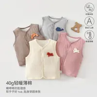 婴儿马甲a类夹棉保暖秋冬季宝宝衣服加厚背心坎肩无袖上衣纯色系