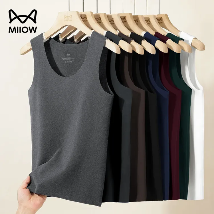 【2件】猫人无痕男士背心秋冬季双面绒德加绒保暖内搭无袖t健身马甲