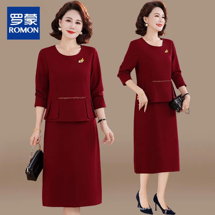 喜婆婆婚宴装2025新款妈妈秋装结婚礼服中老年女装春秋端庄连衣裙