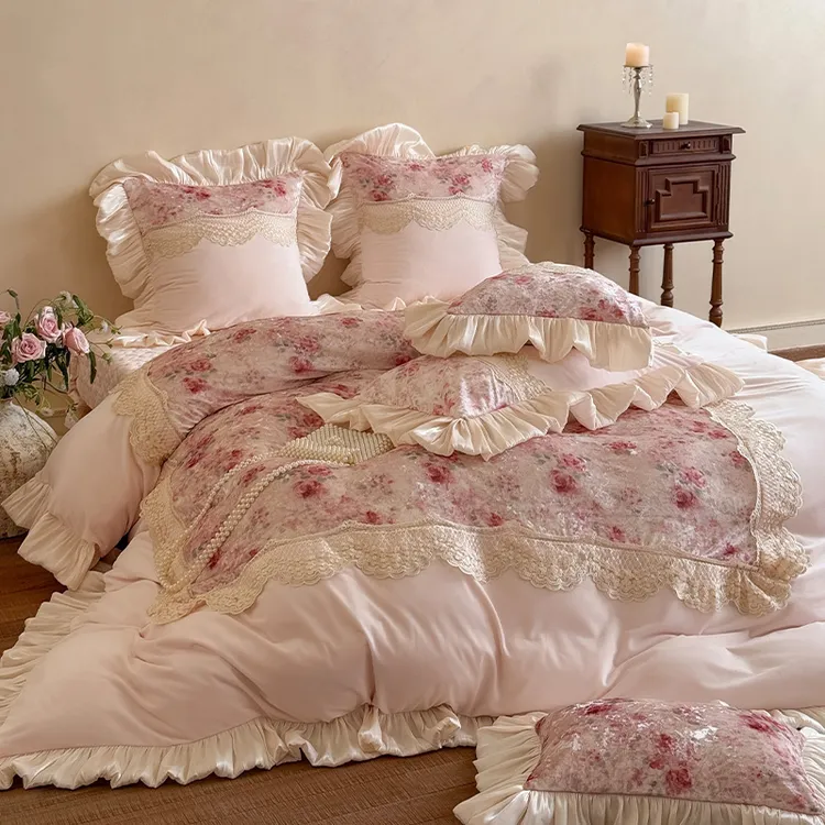 皇后娘娘欧式公主风婴儿绒入冬四件套牛奶绒双面绒保暖被套床盖款