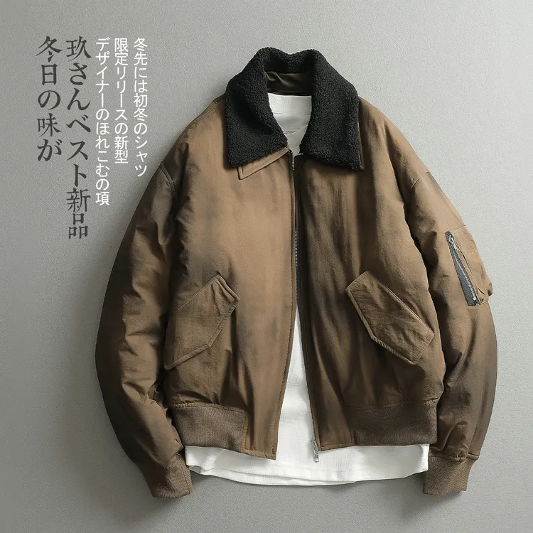 【见川】冬季翻毛领做脏质感羽绒服 男