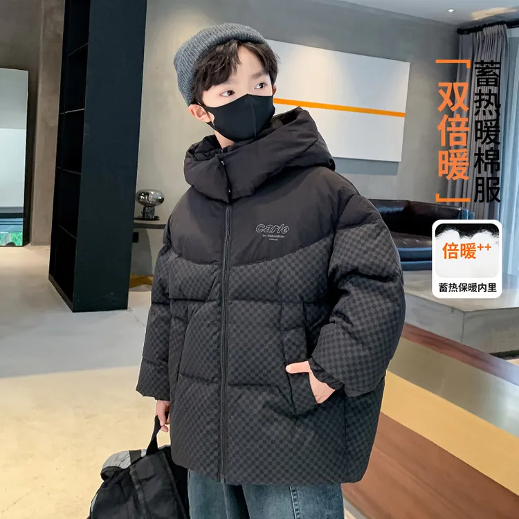 男童冬装加厚棉衣连帽2025新款儿童冬季保暖棉服男孩冬季外套抗寒