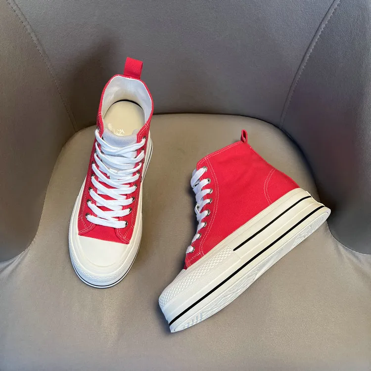 原创设计厚底帆布增高11公分女鞋2025新款鞋子女款爆款2025新款