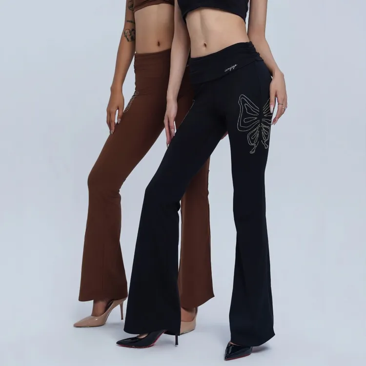 IAMYOYO慕斯练功服系列双翼蝶喇叭长裤瑜伽heels长腿舞蹈健身外穿
