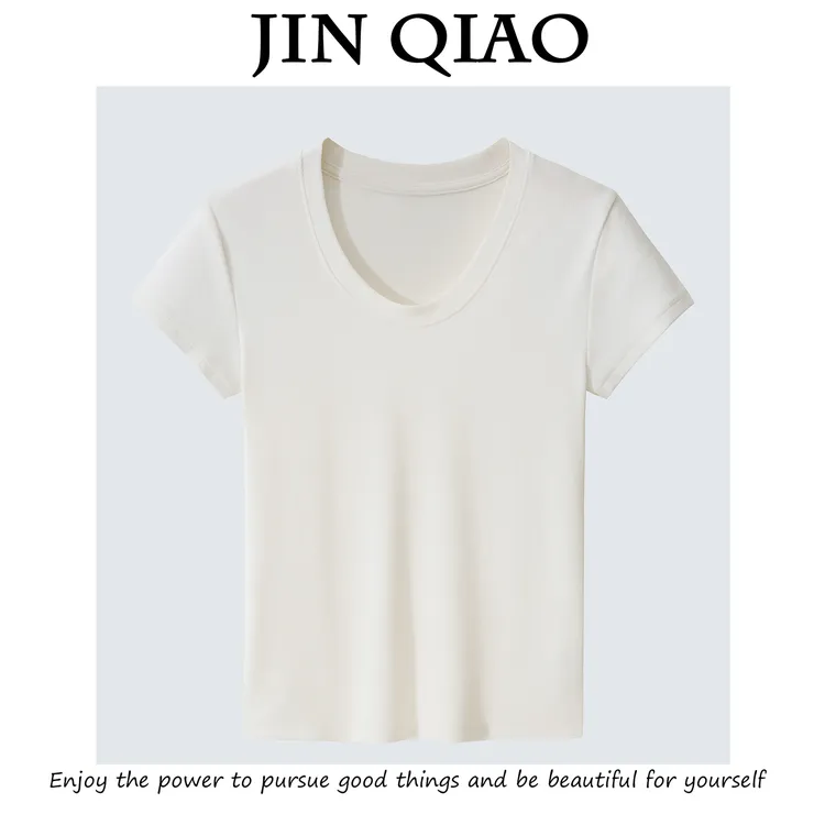 JIN QIAO【微阳】定制面料U领短袖T恤打底上衣#T6652