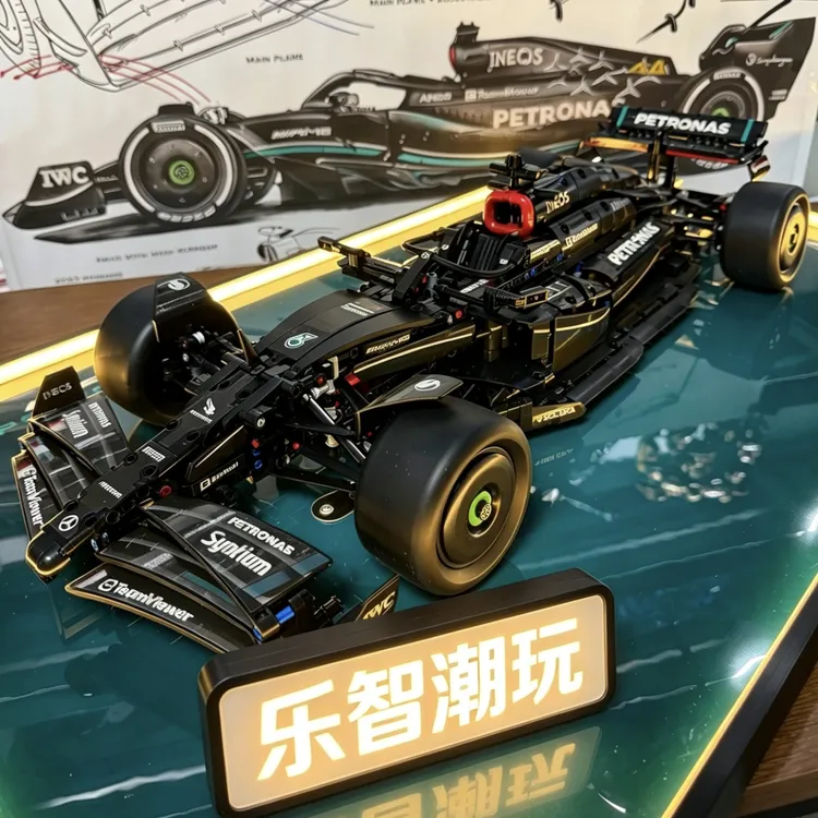 乐智】AMG梅赛德斯奔驰F1积木赛车遥控机械组方程式男孩玩具拼装