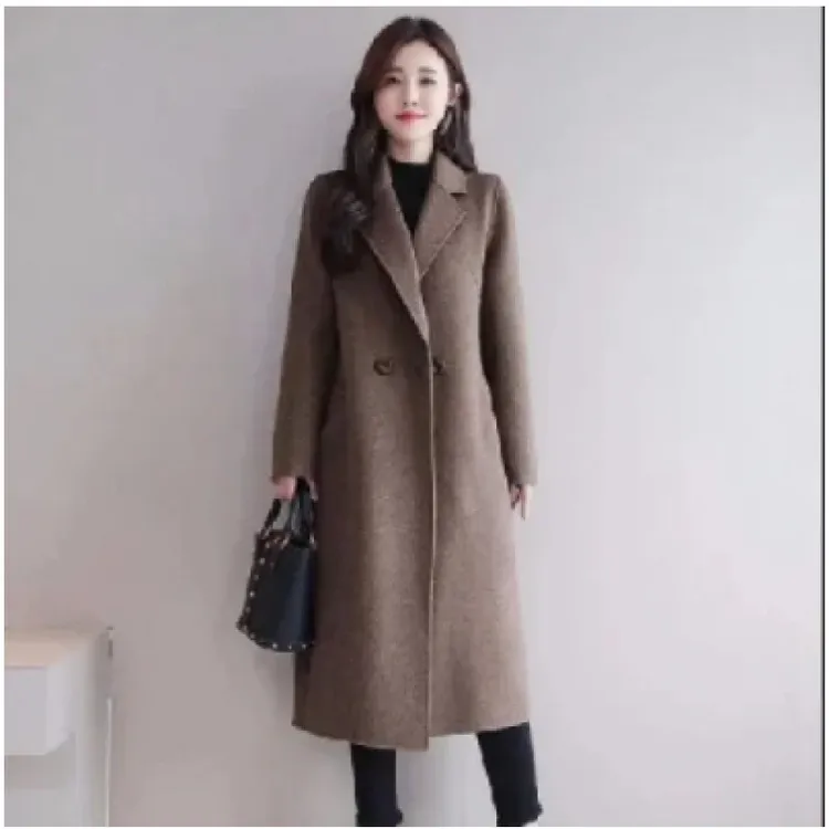 薄款韩版大衣女毛呢外套呢大衣呢子新款中长款春秋大码现货女宽松