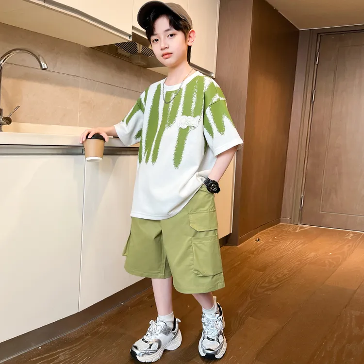 男童夏装套装2025新款中大童休闲运动夏款儿童夏季薄款时髦韩版潮