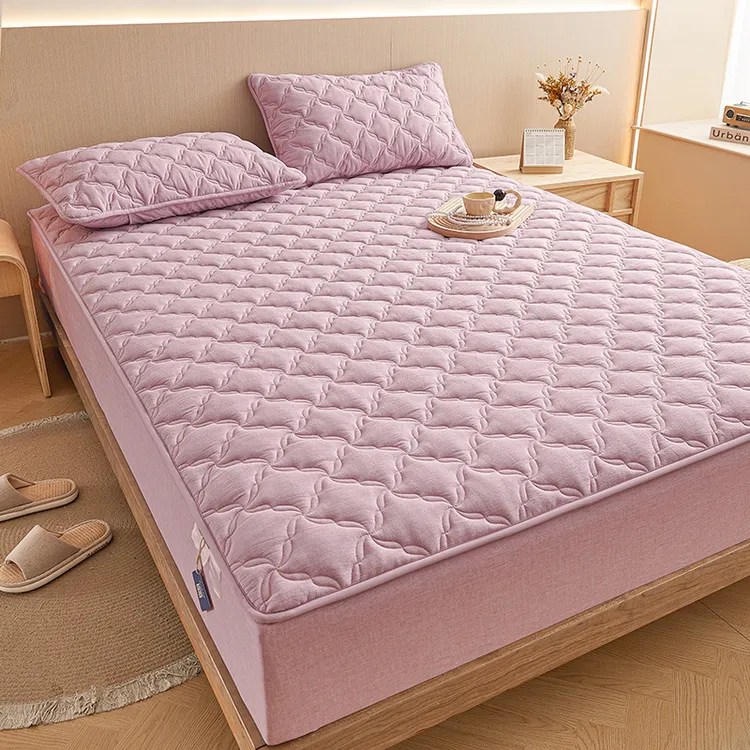 新疆长绒棉全棉抗菌加绒床笠夹棉床罩纯棉透气防滑床垫罩风车款