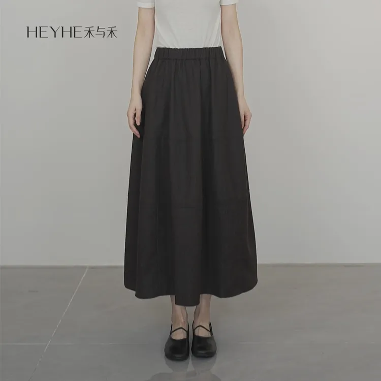 小禾【铃兰半裙】羊毛混纺全腰橡筋素雅气质中长款A字蓬蓬花苞裙