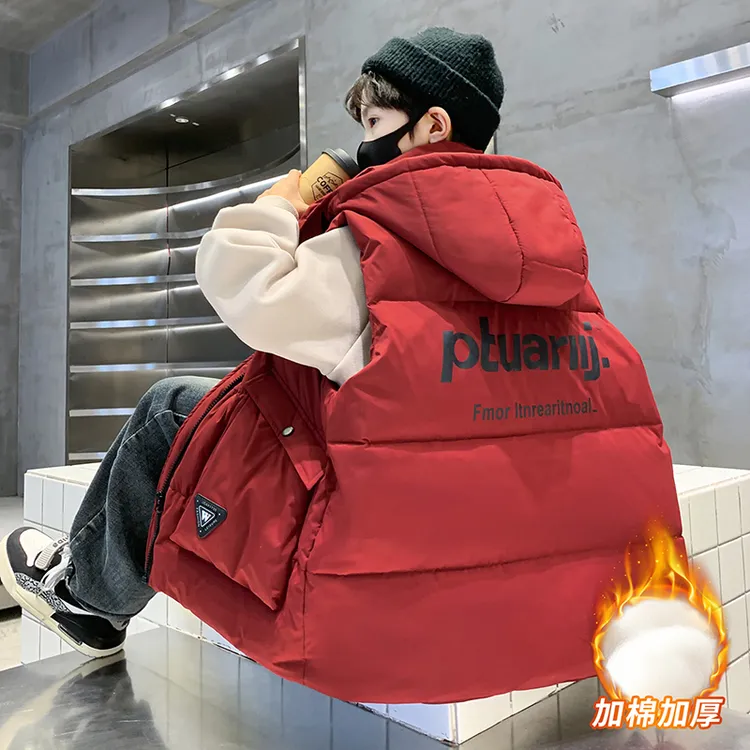 儿童冬装棉马甲2025新款大男童拜年服男孩红色秋冬季外穿加厚马夹