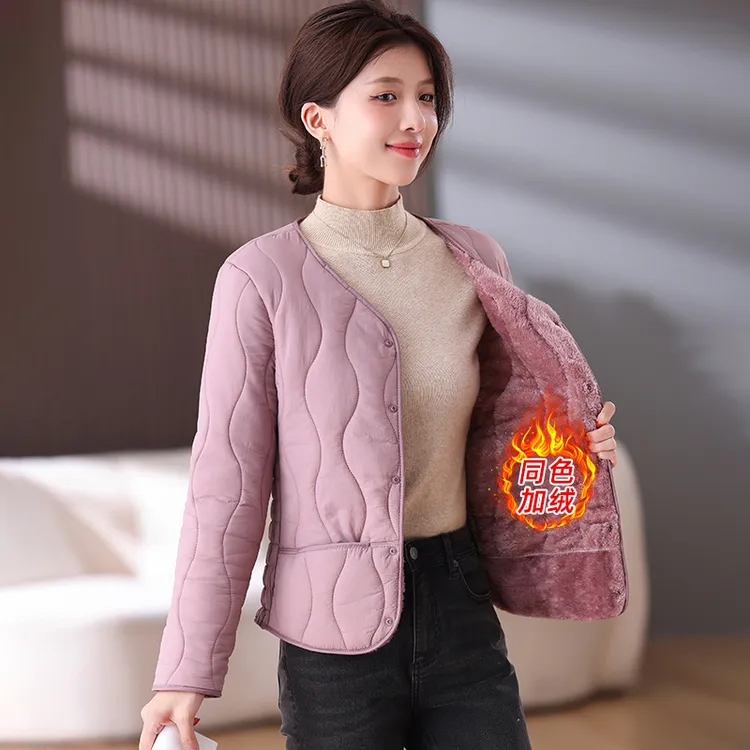 加绒加厚内胆棉衣女短款2025新款秋冬季内穿打底棉袄保暖贴身棉服