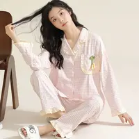 芯语婷春秋季新款睡衣女甜美长袖纯棉套装小香风家居服可外穿冬季