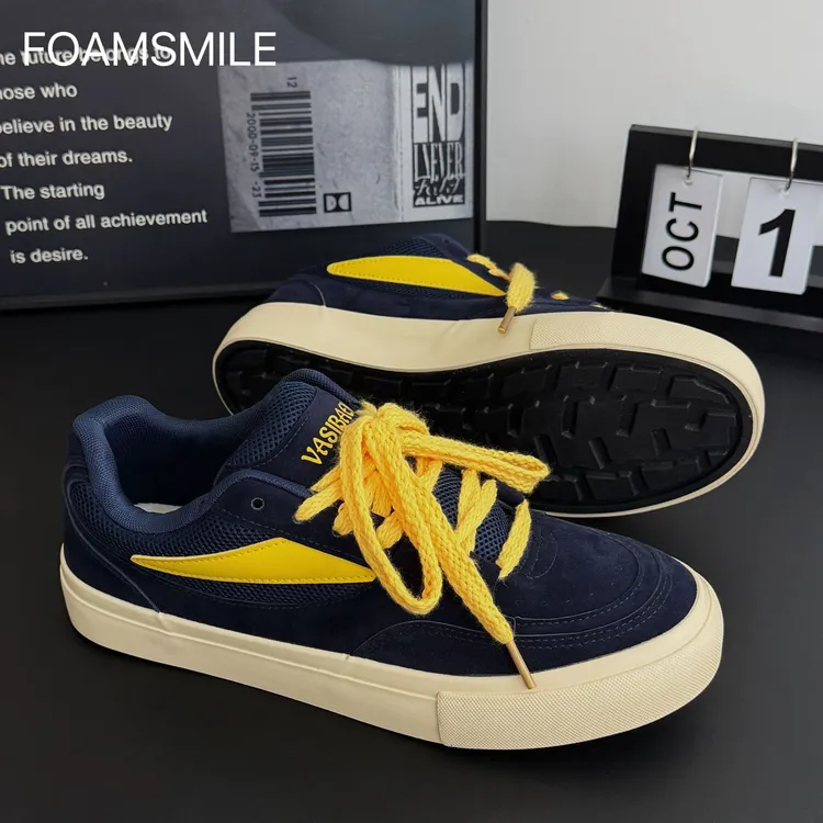 Foamsmile| 高街酷帅秋冬学院风运动休闲情侣板鞋男士厚底开车鞋