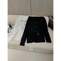 字母印花一字肩长袖T恤N25157