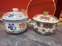 珐琅瓷搪瓷福锅汤锅平底煎药锅炖锅 图案款式随机