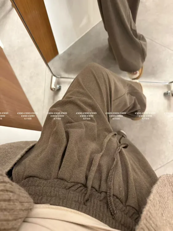 【吃不饱饱】大码 糯叽叽好穿哭！软软绒休闲宽松拖地阔腿裤018