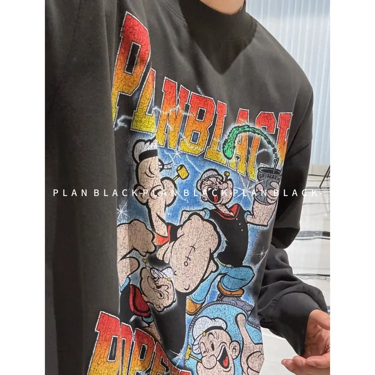 RICH陈发财【水手航海记】Popeye！复古卡通系列棉感男T恤8211