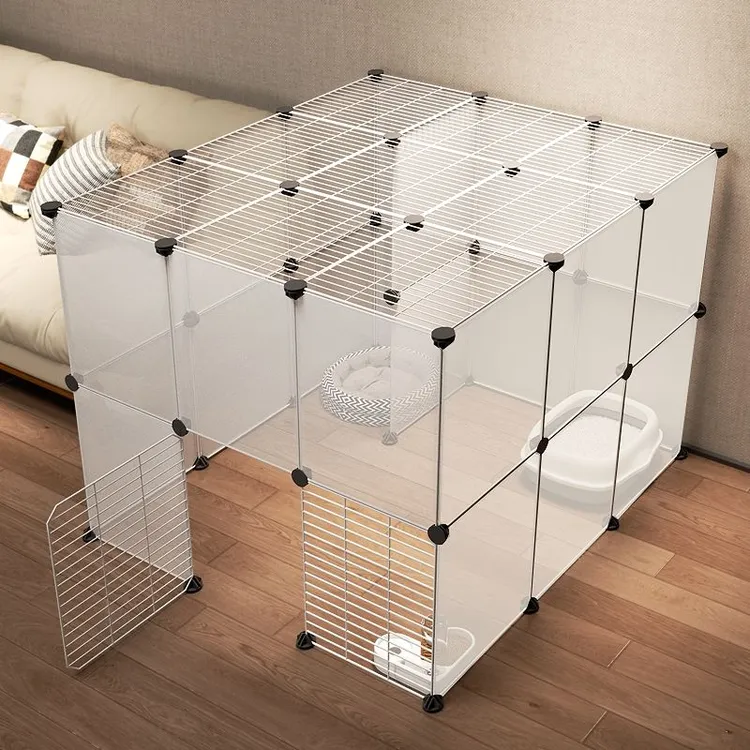 宠物围栏加高免打孔带顶自由组合仓鼠笼家用室内防越狱小型犬狗窝