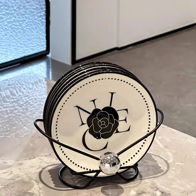 山茶花吐骨碟轻奢高级感餐具套装家用2025新款甜品盘蘸料碟垃圾盘