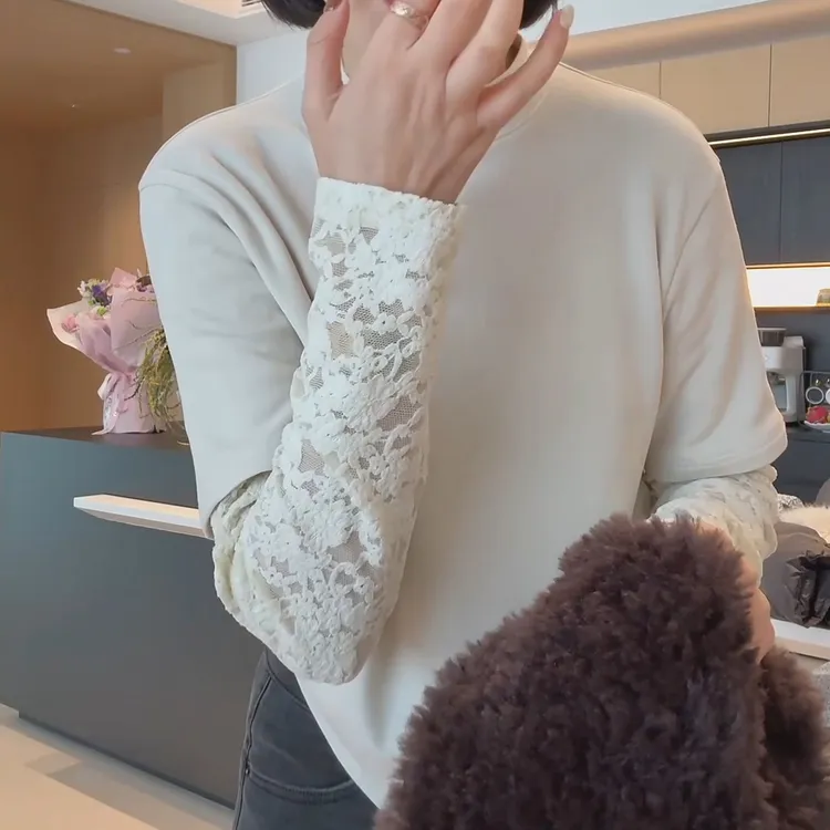 秋冬新款百搭气质休闲显瘦设计感圆领长袖T恤LK2501010