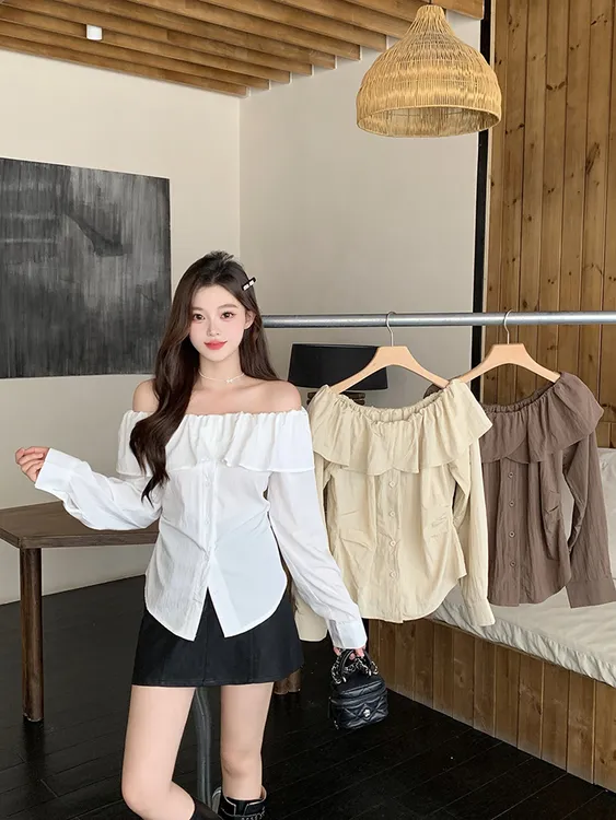 2025法式长袖荷叶边衬衫设计感气质衬衣3760