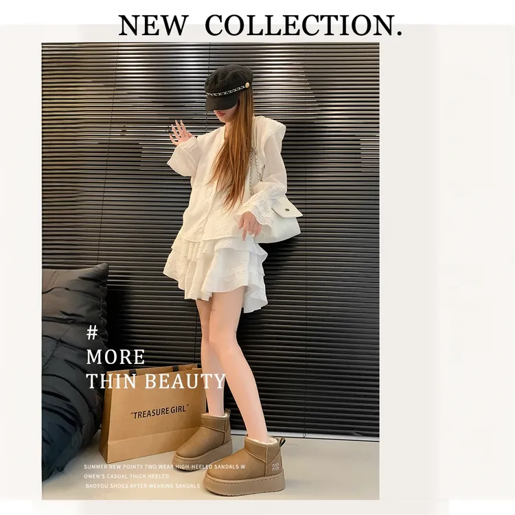 雪地靴女款爆款2024新款加绒加厚保暖秋冬防滑时尚外穿短筒小个子