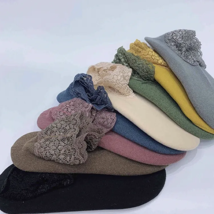 秋冬短袜德绒蕾丝花边袜子时尚百搭保暖拼接低帮舒适船袜女袜女士