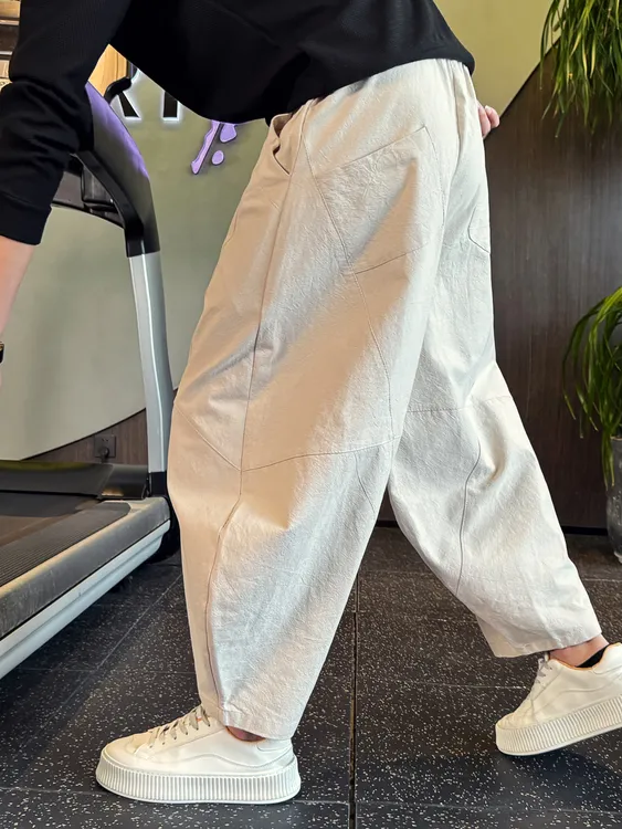 男款宽松阔腿高级痞帅垂感直筒男裤2025新款潮流哈伦九分休闲裤子