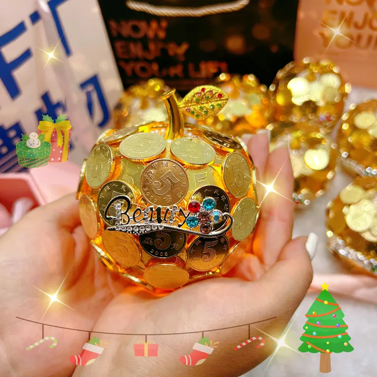 成品纯手工硬币金苹果摆件圣诞节平安夜创意礼品定制礼物送女友