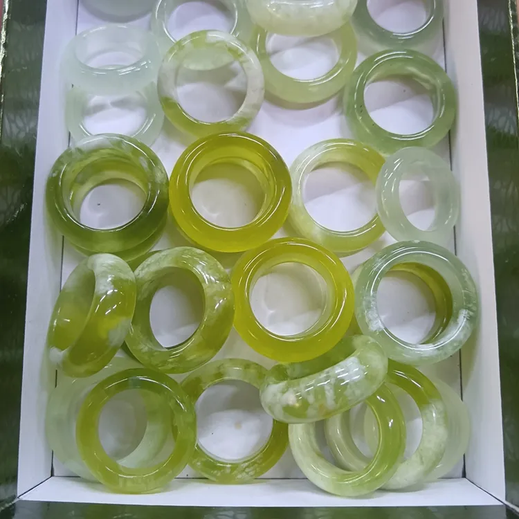 双十一福利一物一图岫玉冰种绿肉戒指跑环天然岫玉 qj