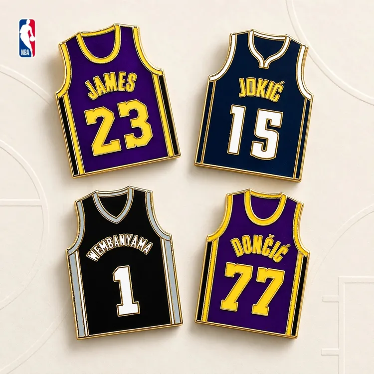 NBA官方詹姆斯库里杜兰特约基奇文班亚马中性球星款球衣金属徽章