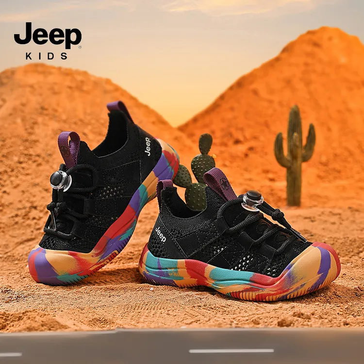 jeep童鞋女童鞋2025新款夏季网面透气男童运动鞋中小童儿童单网鞋