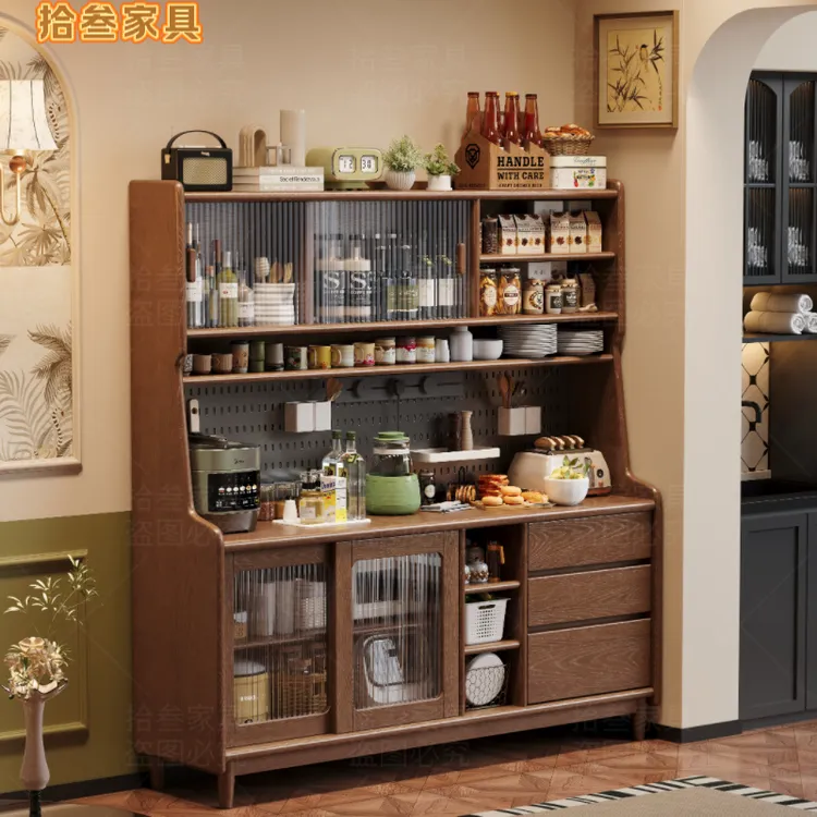 全实心实木餐边柜酒柜置物收纳厨房餐厅一体柜茶水柜橱柜