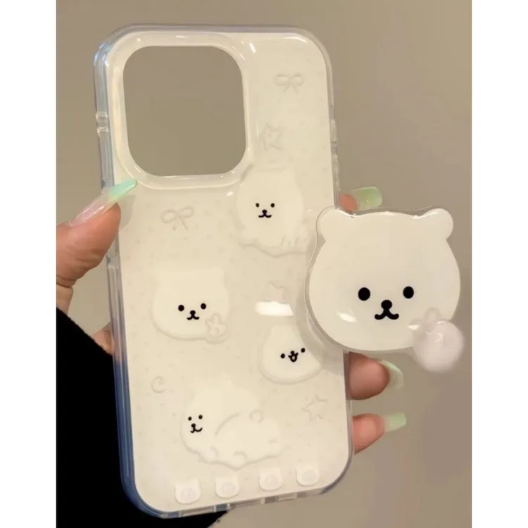 奥菲顿波点自嘲熊支架适用iPhone16大孔手机壳华为vivo小米oppo套