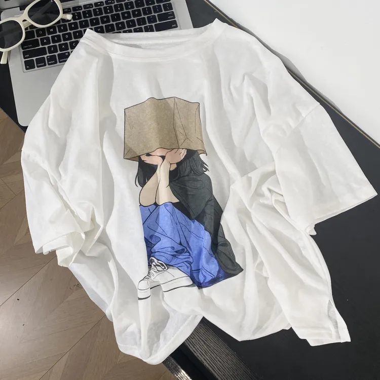 小韩日记【夏日浮想】短袖T恤休闲夏季印花韩版潮流百搭时尚19906