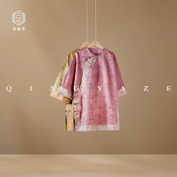 宋锦罗·太太服！真丝新中式上衣！GZ6032清冷系禅意衣服女