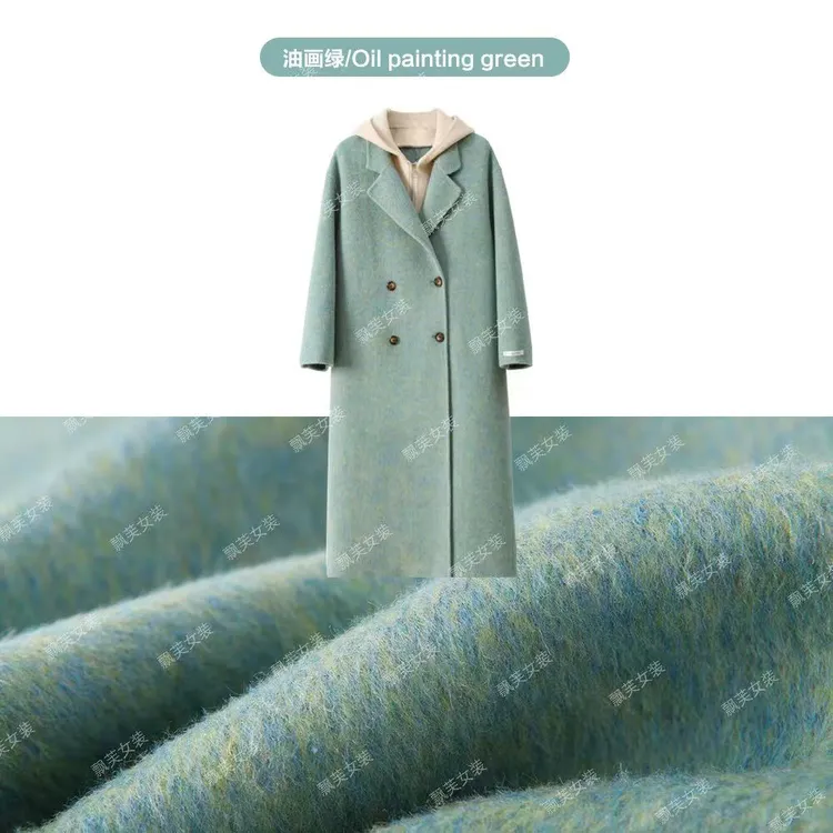 长款双面羊毛大衣韩系假两件连帽气质百搭宽松女装毛呢