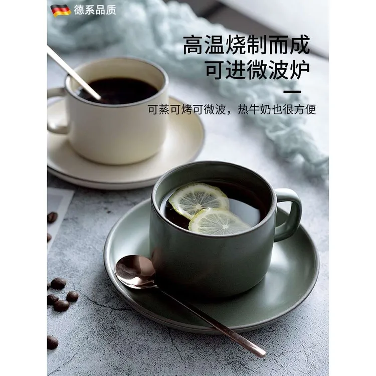 德国北欧哑光咖啡杯碟家用复古下午茶具套装网红精致花茶杯陶瓷杯