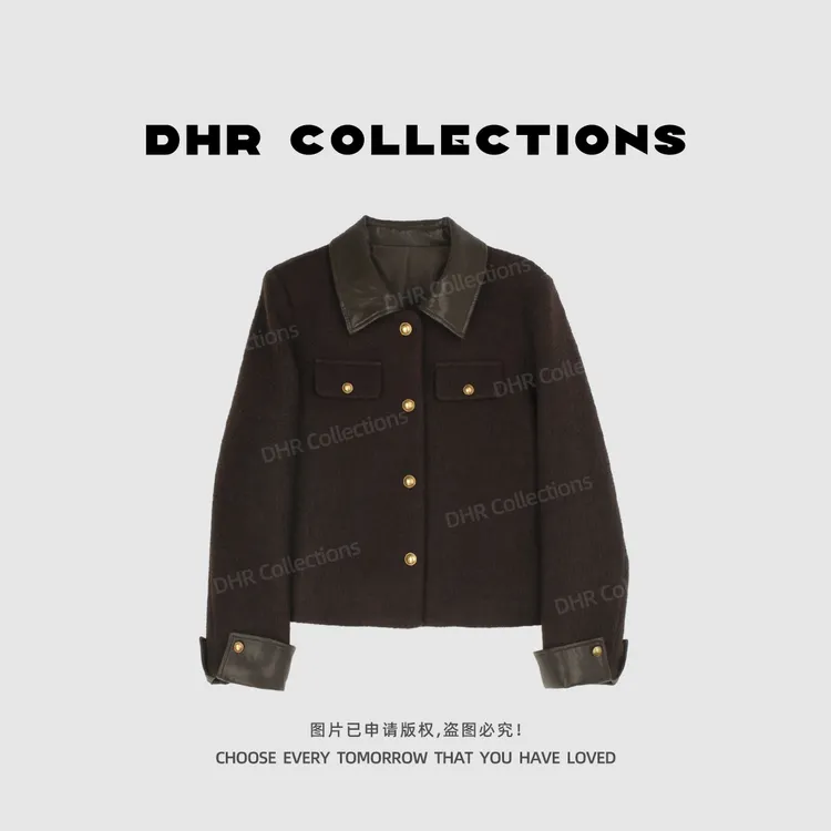 豆豆DA【美拉德羊毛外套】秋冬新款复古厚款长袖毛呢上衣-580325QM