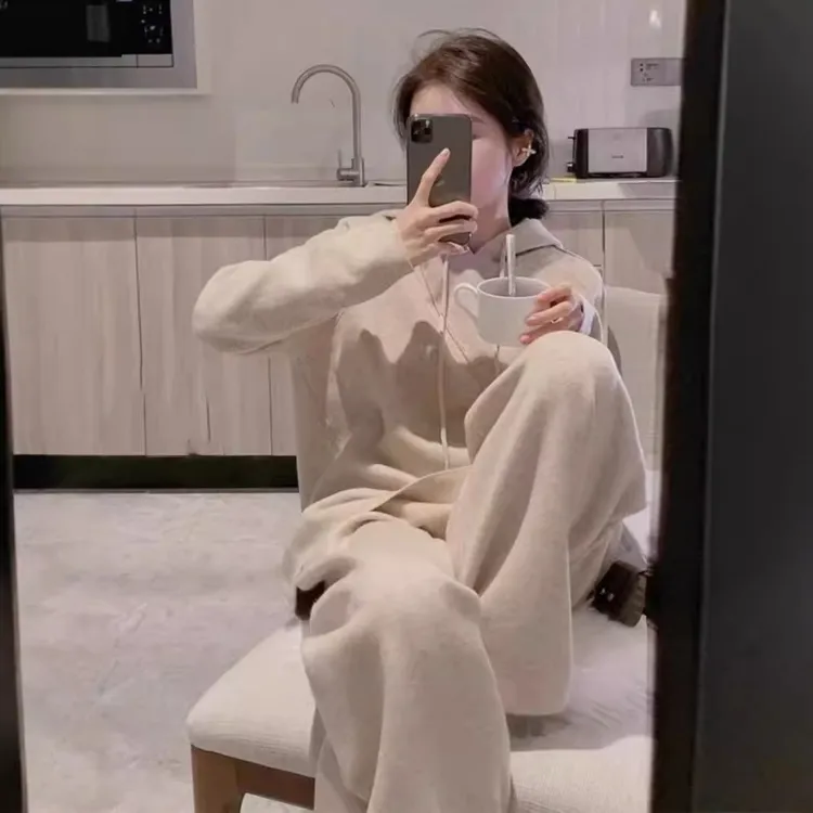欧洲站春秋2025新款女装时尚休闲小个子针织套装小洋装两件套洋气