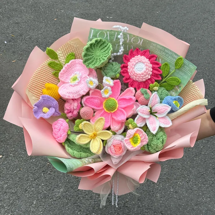 【好运连连】荷花向日葵毛线花束乔迁女朋友老师闺蜜父母创意礼物